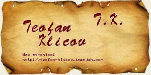 Teofan Klicov vizit kartica